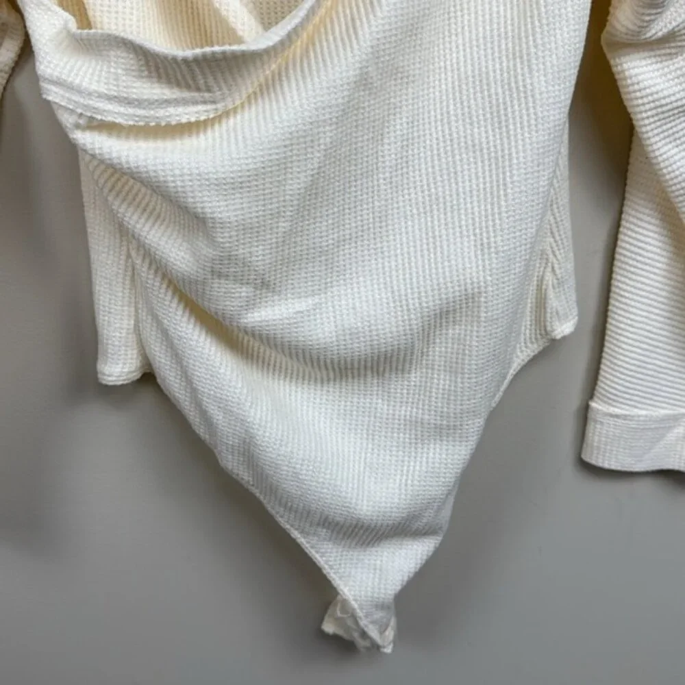 FREE PEOPLE Lovin' This Feeling Thermal Bodysuit extra large cream ivory Euc